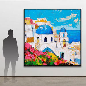Pintado a mano <span class=keywords><strong>de</strong></span> alta calidad Santorini <span class=keywords><strong>Grecia</strong></span> paisaje mar Egeo <span class=keywords><strong>pintura</strong></span> al óleo para decoración para sala <span class=keywords><strong>de</strong></span> estar soporte <span class=keywords><strong>de</strong></span> artista Base <span class=keywords><strong>de</strong></span> lienzo - Product Image 1