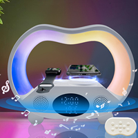 Kabelloser Lade-Lautsprecher mit Wecker und RGB-Nachtlicht, Handy- und Uhrenladegerät, Schnell-Ladestation fürs Schlafzimmer
