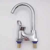 Robinet de lavabo de salle de bain à deux trous, mitigeur monocommande eau chaude et froide, robinets en plastique chromé