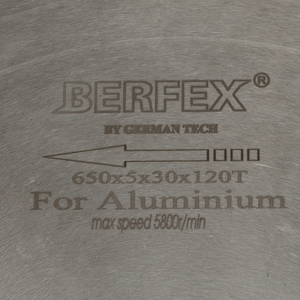 ใบเลื่อยวงเดือน650มม. เกรดอุตสาหกรรมสำหรับอลูมิเนียมอัลลอยด์5.0มม. เคอร์ฟ25.4/30มม. เจาะ120ฟันด้วยความถี่สูงเชื่อมกระบวนการ - Product Image 1