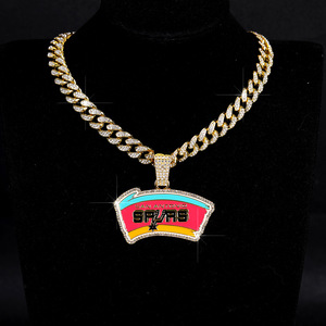 Collar Cubano con Emblema de la Liga de Hockey al por Mayor, Collar de los Campeones de los San Antonio Spurs, Colgante Icy para Joyería Unisex - Product Image 4