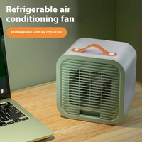 Ventilateur de bureau rafraîchissant à cristaux de glace, 1200 mAh, USB Type C, moteur sans balais rechargeable, portable pour le bureau et la maison, vert menthe, orange