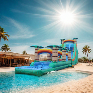 Gran oferta, <span class=keywords><strong>piscina</strong></span> inflable con tema de bosque de selva <span class=keywords><strong>Tropical</strong></span> enorme de 30 pies para niños y adultos con diseño de Castillo de 2 carriles - Product Image 2