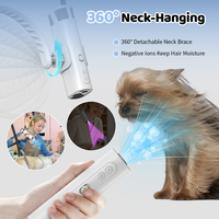 SiMAiSHEN-C2 Sèche-cheveux pour chien professionnel à ions négatifs, avec support de cou, 110000 tr/min, puissant, avec lumière UV