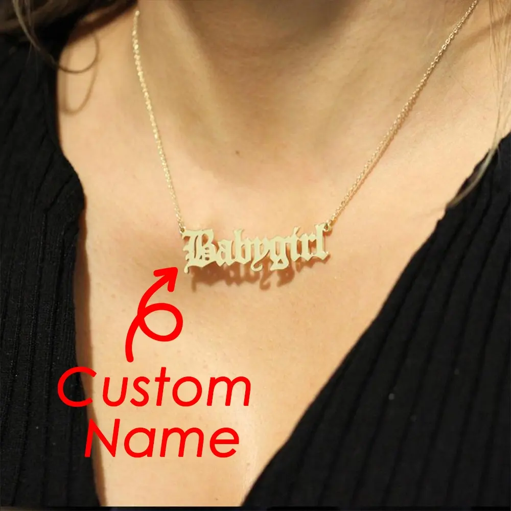 Collana con nome personalizzato collana con ciondolo in acciaio inossidabile con nome di lettera di taglio inciso personalizzato BWN92001