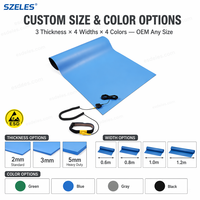 ESDELES 60X120CM Biru ESD Anti-Statik 2-Lapisan Ketebalan 2-5mm Alas Kerja Tahan Panas untuk Komputer