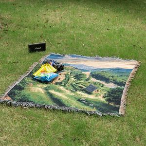 Coperta Jacquard Personalizzata in Poliestere/Cotone Riciclato con Nappine per Picnic all'Aperto e Abbigliamento con Cappuccio - Product Image 1