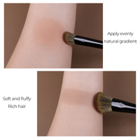 Kuas Blush Powder Bionic Squirrel OEM, Bulu Sintetis, Gagang Kayu, Bentuk Angular, Buatan Hebei untuk Wajah