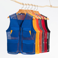 Gilet de travail multi-poches pour hommes, 100% polyester, fermeture éclair, logo personnalisé imprimé, pour photographe et directeur de pêche