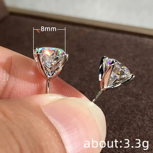Orecchini a Lobo in Zirconia Cubica per Donne, 8mm con Montatura a Griffe, Set di Orecchini Doppi Eleganti e alla Moda, Gioielli Statement per Uso Quotidiano - Product Image 5