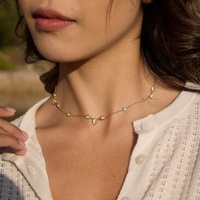 Collar de Cadena de Moda para Mujeres y Niñas, de Alta Calidad, Hipoalergénico, Moderno, de Acero Inoxidable con Circonitas