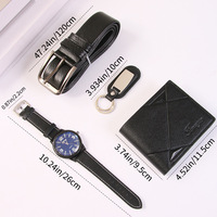 Ensemble cadeau personnalisé 5 pièces pour homme : montre à quartz, portefeuille, ceinture, porte-clés – Acier inoxydable, idéal pour événements d'entreprise et salons professionnels – Vente chaude