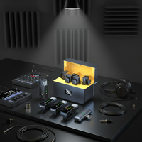 Microphone cravate sans fil S68 2.4G à condensateur avec éclairage RGB, suppression du bruit et fonctions intelligentes pour l'extérieur