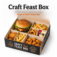 Boîte à emporter multi-compartiments de qualité alimentaire personnalisée, en papier enduit jetable, pour hamburgers, poulet frit, frites