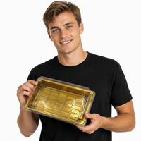 Conteneur d'emballage pour sushis avec couvercle transparent en PET, plateau en plastique épaissi, design japonais luxueux pour buffet, fête, restauration, sucre