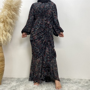 6669# New Elegant Spring <b>Summer</b> Floral Dress Front Pleated Drawstring Type Fashion Gorgeously Classy Women Dress - Product Image 5