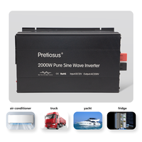 Pretiosus onduleur 2000W convertisseur de puissance solaire 12V 24V 48V onduleur à onde sinusoïdale pure double affichage numérique convertisseur de puissance domestique