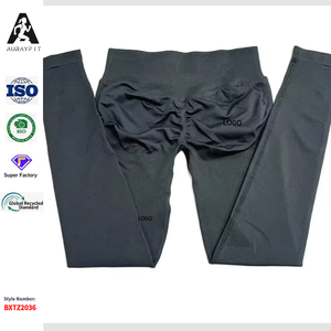 Legging de sport sans logo pour femme, effet push-up, taille basse, sans couture, pour le yoga et l'entraînement, avec blocs de couleur - Product Image 1