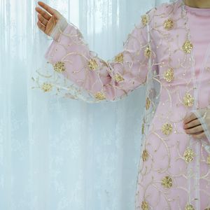 عباءة شاروت 2026 بالجملة، كيمونو نسائي إسلامي مزين بالزهور، طقم عباءات من قطعتين للعيد مع تطريز، كيمونو دبي مع فستان داخلي - Product Image 6
