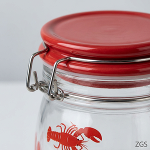 Lot de 4 bocaux de rangement en verre avec couvercles hermétiques en céramique, motif <span class=keywords><strong>homard</strong></span>, décor côtier, pour cuisine - Product Image 4