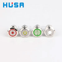 HUSA Bouton Commutateurs 16mm Étanche Ip67 12V Lumineux Led En Acier Inoxydable Momentané Verrouillage On Off Métal Bouton Poussoir Interrupteur