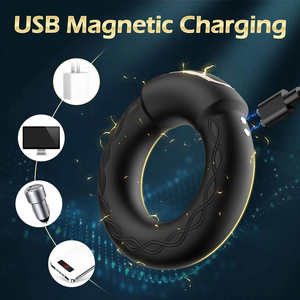 वैलेंटाइन डे उपहार पुरुषों मालिश हीटिंग कंपन अंगूठी पहने 10 आवृत्ति दोहरी खेल सिलिकॉन रिंग - Product Image 4