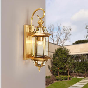 Lámpara de pared de cristal de latón dorado antiguo, lámpara montada de diseño de cobre Vintage, proyecto de hogar de Hotel, jardín, decoración de luz al aire libre - Product Image 1