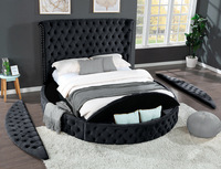 2026 ODM Cadre de lit plateforme moderne capitonné en bois et tissu, avec rangement personnalisable, pour lits Queen et King Size, mobilier de chambre à coucher