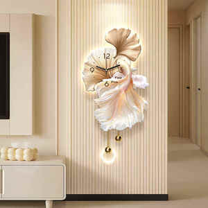 Reloj de Pared de Lujo para <span class=keywords><strong>TV</strong></span>, Reloj Decorativo con Diseño de Koi para Sala de Estar - Product Image 2