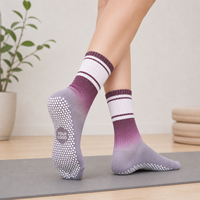 Chaussettes antidérapantes personnalisées pour le fitness, le Pilates, le yoga en intérieur, avec logo au bas et au bord, pour femmes