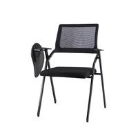 Chaises de formation modernes en tissu avec tablettes d'écriture, ergonomiques, réglables en hauteur, dossier en maille, pieds métalliques manuels, chaises de bureau