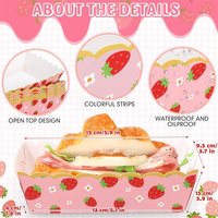 Barquettes alimentaires en papier imperméables pour fraises, barquettes jetables pour fruits rouges, supports pour collations, sandwichs et hot-dogs pour fournitures de fête d'anniversaire