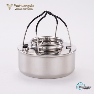 Bouilloire de camping en acier inoxydable, pot à eau portable avec couvercle et poignée pour pique-nique et voyage - Product Image 6