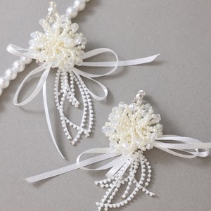 Boucles d'oreilles NianCan élégantes pour mariée, avec nœud et pompon en perles blanches, polyvalentes pour robe <span class=keywords><strong>de</strong></span> mariée, fête <span class=keywords><strong>de</strong></span> mariage, cadeaux <span class=keywords><strong>de</strong></span> fête des Mères - Product Image 5