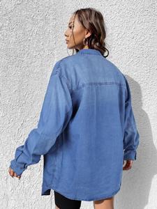 Veste en jean pour femme de haute qualité, coupe oversize, à manches longues, boutonnée, style streetwear décontracté, manteau d'extérieur - Product Image 1
