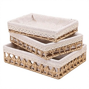 Eco-Friendly Multifunction Hand Woven Cotton <b>Rope</b> & Paper <b>Rope</b> + Metal <b>Storage</b> <b>Baskets</b> Handles for Drink/Food Organizer - Product Image 4