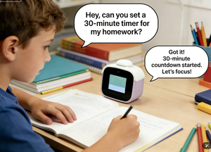 WiFi AI Display Alarm Clock Smart Screen Educational Toy with Voice Dialogue App <b>Remote</b> <b>Control</b> & 16GB <b>Storage</b> for Kids - Product Image 2