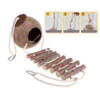 Nid d'oiseau en coquille de noix de coco massif, très vendu, avec échelle d'accès, nid écologique pour perroquet, maison d'élevage pour hamster et hérisson