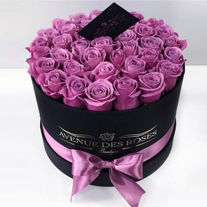 Custom Cardboard Round Tube Cylinder Flower Rose Packaging <b>Box</b> <b>Black</b> Round <b>Box</b> - Product Image 2