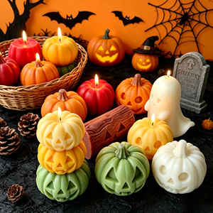 Moule en silicone 3D Halloween (Diable, Citrouille, Fantôme) non toxique et antiadhésif, 18 pièces, avec logo personnalisé pour bougies DIY et décorations de fête à domicile - Product Image 1