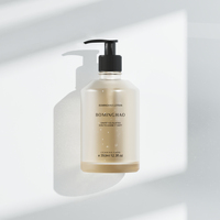 Bouteille en verre givré ambré de 350 ml avec pompe pour savon liquide, mousse, lavage des mains, du corps et nettoyant visage, marque privée