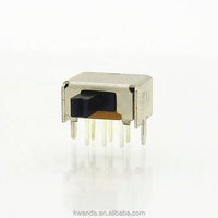 KD SK22D03 Interrupteur à glissière compact DPDT 2,0 mm de course, sans court-circuit, 6 broches, 2 positions, 0,3 A, 50 V CC, 10 000 cycles, Fer/Laiton Argenté