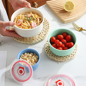 Eco Friendly Unbreakable <strong>Microwave</strong> Safe Kitchen Food Storage Container Lunch Box Wheat Straw <strong>Bowls</strong> <strong>with</strong> <strong>Lids</strong> - Product Image 2