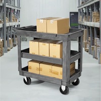 Carrito de Servicio Rodante de Alta Resistencia para Almacén o Garaje, con 3 Niveles, Bandeja Superior de Plástico, Capacidad para 500 Libras, con Ruedas de 5 Pulgadas