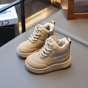 Bottes courtes chaudes pour garçons et filles à semelle souple, chaussures d'hiver rembourrées pour enfants, bottes d'hiver rembourrées kaki pour enfants - Product Image 3