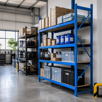 Étagère de rangement métallique polyvalente à 5 niveaux, système d'étagères sans boulons, organisateur de garage multicolore, étagère en acier avec panneau MDF