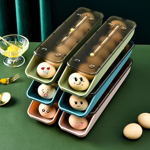 Egg Box Online Top Seller Kitchen Gadgetsl PET Food Fridge Storage Creative Automatic Rolling Slide Egg Storage Box Egg tray