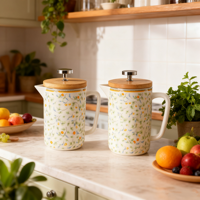 Cafetière à piston portable en céramique avec composants en acier inoxydable, équipement de préparation manuelle pour usage domestique