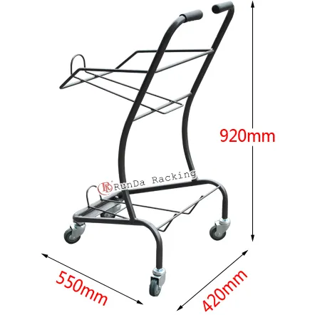 Supermercato carrello della spesa convenienza negozio di shopping mall trolley doppio-strato carrello della spesa delle famiglie con ruote