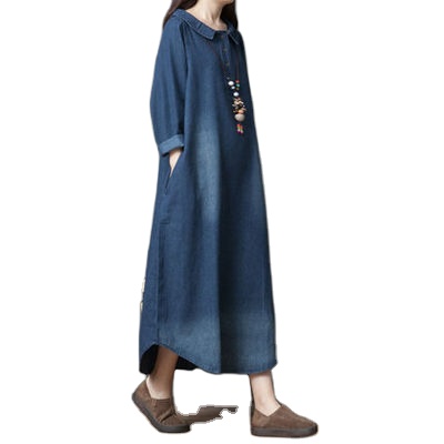 denim dress korean style BXCNCKD Summer Denim Dress Korean Style Fashion Waist Slim Short-Sleeved Denim Dress (Dark Blue, S) at Amazon Women's Clothing store